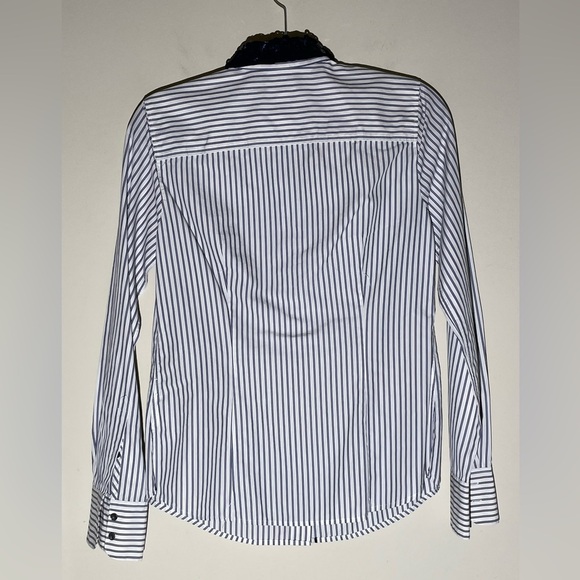 J.Crew The Perfect Shirt Stripe Sequins Collar Navy Sz 6 Cotton Holiday Party - Picture 11 of 13